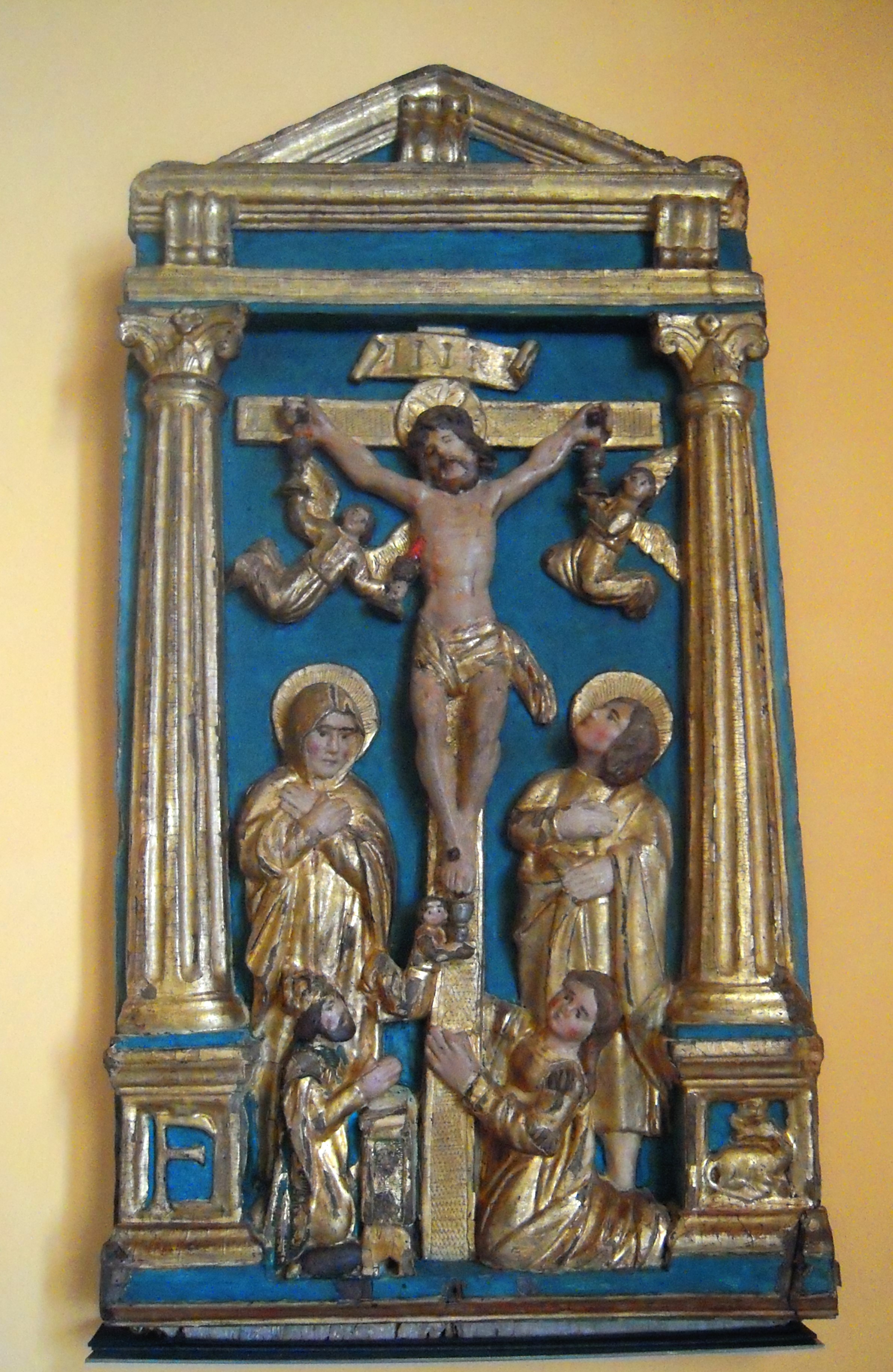 La Crucifixion, bas-relief, hôtel ou palais de la Raymondie, Martel (c) Conseil départemental du Lot (c) Inventaire général Région Occitanie.